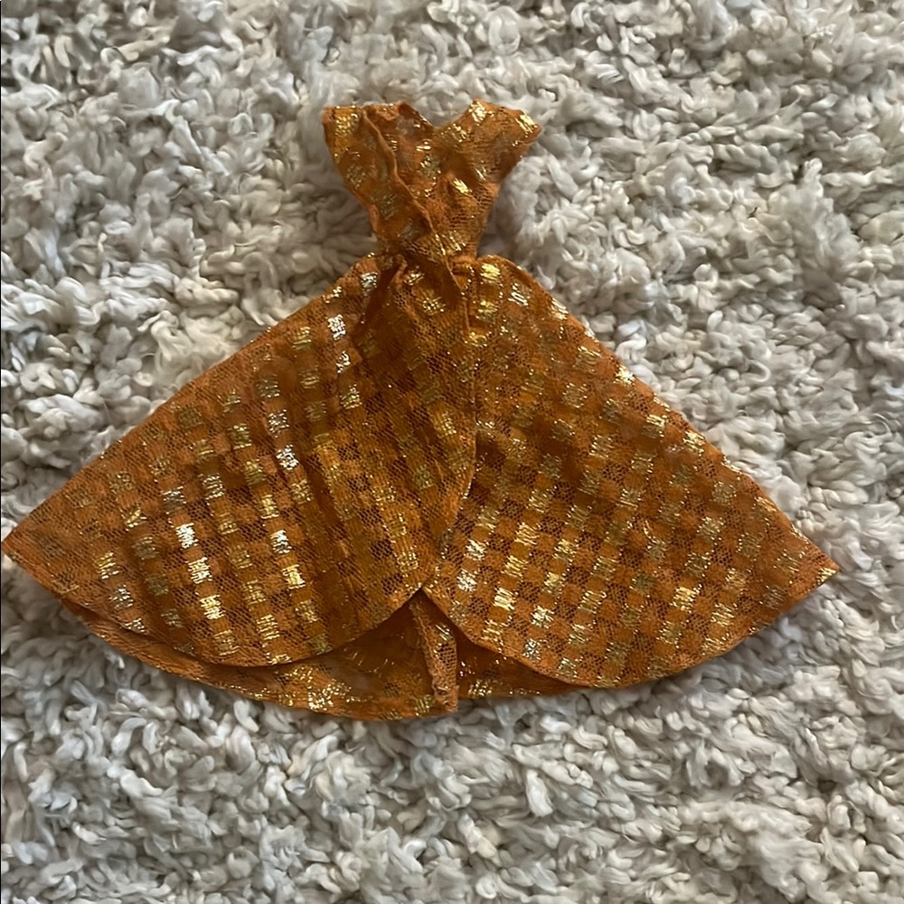VINTAGE 60s BARBIE DINNER at EIGHT ORANGE & GOLD HOSTESS COAT